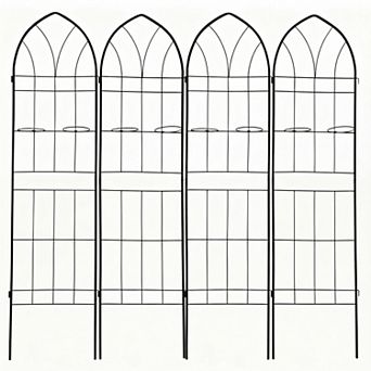 CEWOR 4 Pack Metal Garden Trellis for Climbing Plants Outdoor, Rustproof with Pot Holders