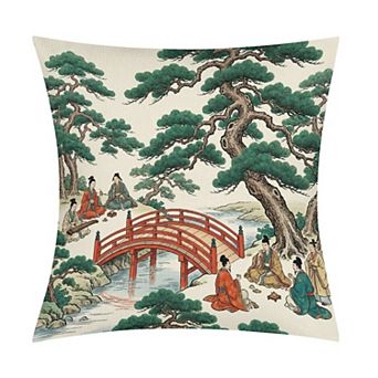 Waterproof Square Classic Style Print Decorative Cotton Linen Outdoor Pillow Covers