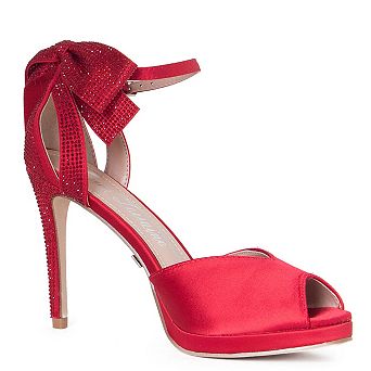 Rhinestone Bow Open-Toe Heel