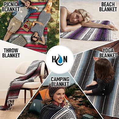 Zulay Kitchen Large Mexican Blanket 70x50 Authentic Woven Throw