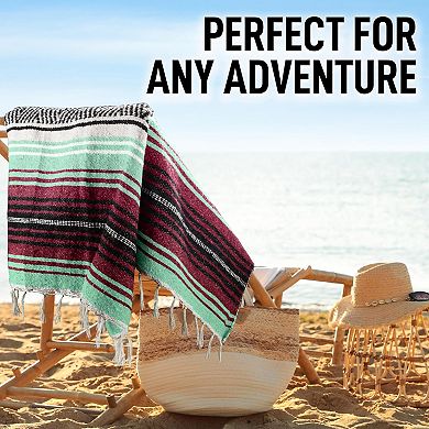 Zulay Kitchen Large Mexican Blanket 70x50 Authentic Woven Throw