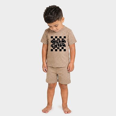 Wild Child Lightning Bolt - Toddler Crew Shorts Set