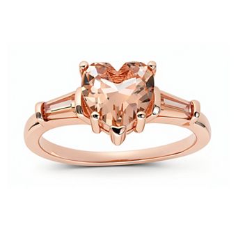 Queen Jewels 14k Rose Gold Over Sterling Silver Heart-Cut Simulated Morganite Prong Solitaire Ring