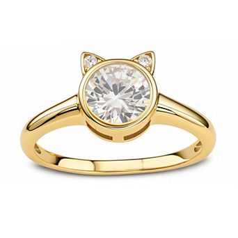 Queen Jewels Sterling Silver Cubic Zirconia Kitty Cat Ring