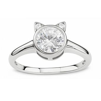 Queen Jewels Sterling Silver Cubic Zirconia Kitty Cat Ring