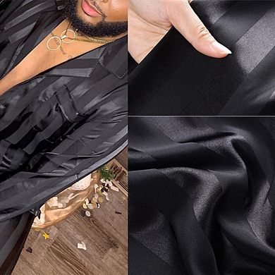 Mens Satin 2 Pcs Long Sleeve Sleepwear Loungewear Set