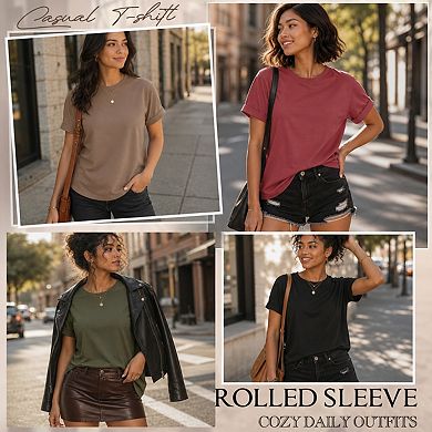 4-Pack Womens Casual Short Sleeve Loose Fit Crewneck Summer Tops
