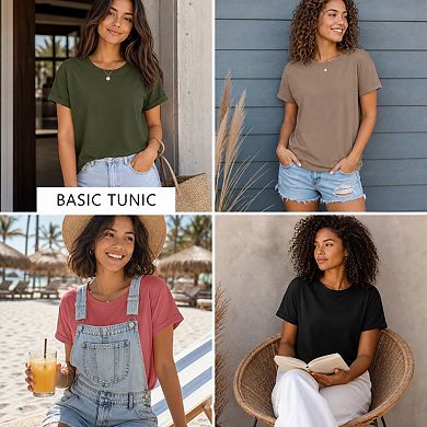 4-Pack Womens Casual Short Sleeve Loose Fit Crewneck Summer Tops