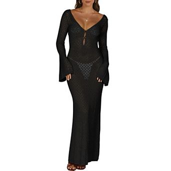 Women Swim Cover V Neck Beach Dress Vacation Wear