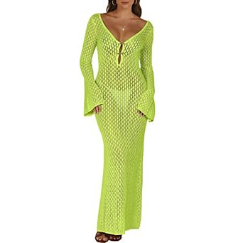 Women Swim Cover V Neck Beach Dress Vacation Wear