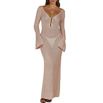 Women Swim Cover V Neck Beach Dress Vacation Wear