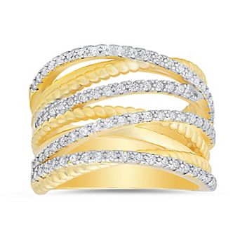 Queen Jewels Sterling Silver Cubic Zirconia Crisscross Statement Ring