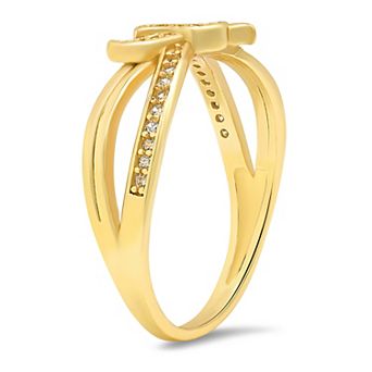 Queen Jewels Sterling Silver Cubic Zirconia Crisscross Love Knot Ring
