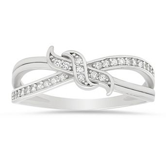 Queen Jewels Sterling Silver Cubic Zirconia Crisscross Love Knot Ring