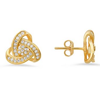 Queen Jewels Sterling Silver Cubic Zirconia Love Knot Stud Earrings