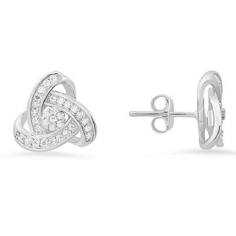 Queen Jewels Sterling Silver Cubic Zirconia Love Knot Stud Earrings