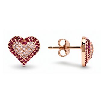 Queen Jewels Sterling Silver Cubic Zirconia Heart Stud Earrings