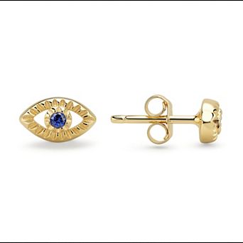 Queen Jewels Sterling Silver Cubic Zirconia Evil Eye Bezel Stud Earrings