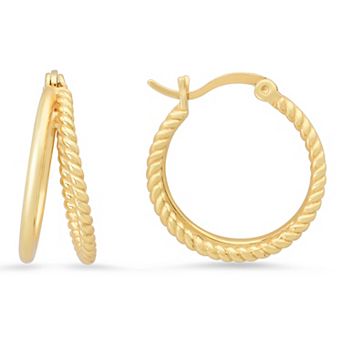 Queen Jewels Sterling Silver Polished Twisted Rope Double Hoop Earrings