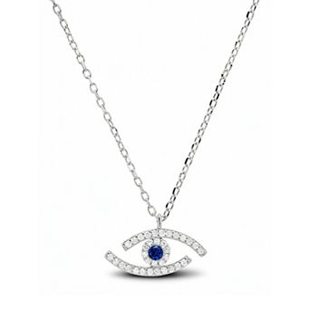 Queen Jewels Sterling Silver Cubic Zirconia Evil Eye Pendant Necklace