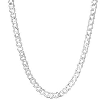 Men's Queens Jewels Sterling Silver Diamond-Cut Cuban Curb Chain Necklace