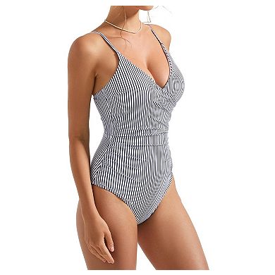 Women Wrap Push Up Tummy Control Bathing Suit Cutout Backless Ruched Swimsuit