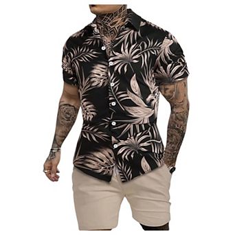 Men's 2 pc Short Sleeve Button Down Shirt Shorts Set Casual Summer Wear