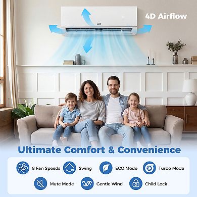 Costway 24000 BTU 20 SEER2 208/230V Wifi Enabled Mini Split Air Conditioner & Heater