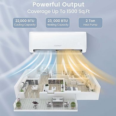 Costway 24,000 BTU Mini Split Air Conditioner AC Unit w/ Heat Pump&Alexa Googlehome Remote Control