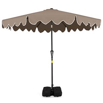 Costway 9 FT Patio Umbrella with Weighted Base Sandbags Push Button Tilt Crank Sturdy Ribs