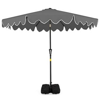 Costway 9 FT Patio Umbrella with Weighted Base Sandbags Push Button Tilt Crank Sturdy Ribs