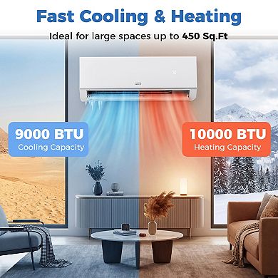 Costway 9000 BTU 20 SEER2 115V Wifi Enabled Mini Split Air Conditioner & Heater