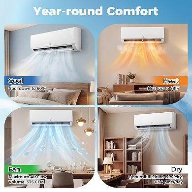 Costway 9000 BTU 20 SEER2 115V Wifi Enabled Mini Split Air Conditioner & Heater