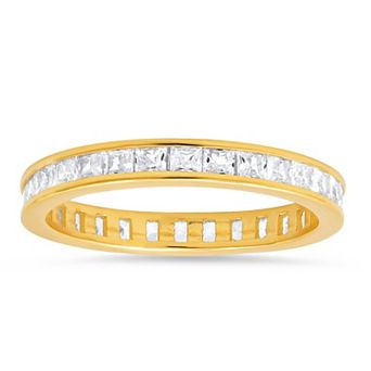 Queen Jewels Sterling Silver Princess-Cut Cubic Zirconia Stackable Eternity Band Ring