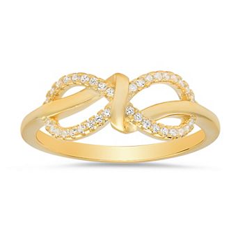 Queen Jewels Sterling Silver Crisscross Cubic Zirconia Infinity Love Knot Ring