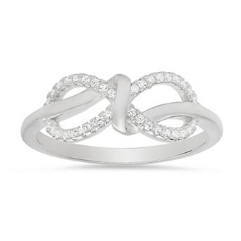 Queen Jewels Sterling Silver Crisscross Cubic Zirconia Infinity Love Knot Ring