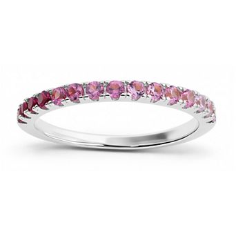 Queen Jewels Sterling Silver Simulated Sapphire Cubic Zirconia Stackable Band Ring