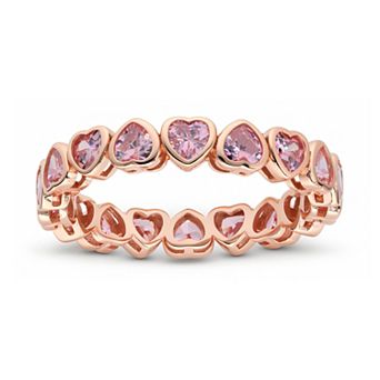Queen Jewels Sterling Silver Cubic Zirconia Heart Stackable Eternity Band Ring
