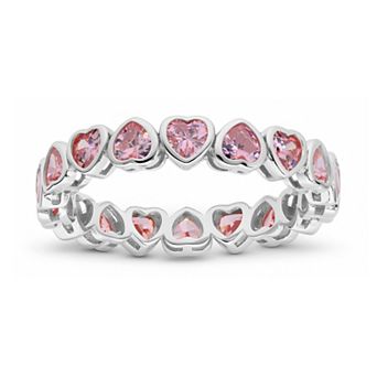 Queen Jewels Sterling Silver Cubic Zirconia Heart Stackable Eternity Band Ring