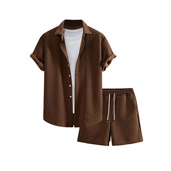Men's 2 pc Linen Vacation Cruise Casual Shorts Set