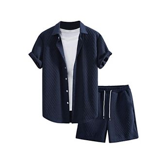 Men's 2 pc Linen Vacation Cruise Casual Shorts Set