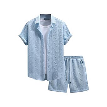 Men's 2 pc Linen Vacation Cruise Casual Shorts Set