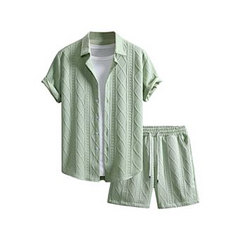 Men's 2 pc Linen Vacation Cruise Casual Shorts Set