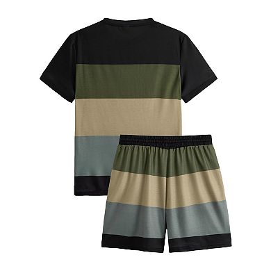 Men's 2 Pcs Summer Short Sleeve Crew Neck Casual Outfit Set