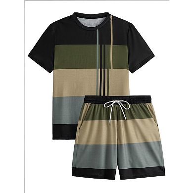 Men's 2 Pcs Summer Short Sleeve Crew Neck Casual Outfit Set