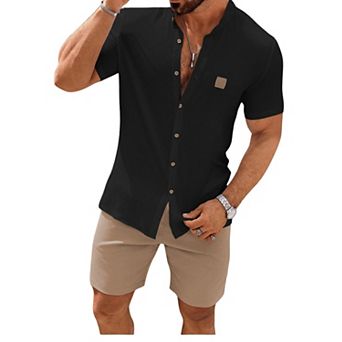 Men's 2 pc Summer Short Sleeve Shirt Shorts Set Casual Vacation Outfit