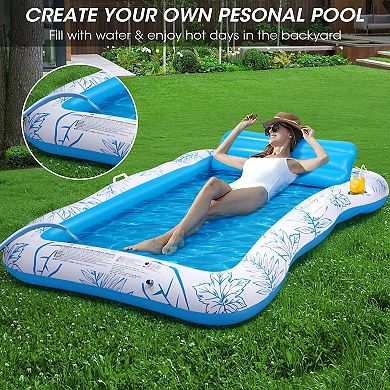 Inflatable Pool Lounger Float with Drink Holder