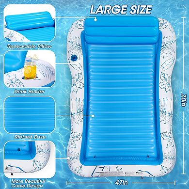 Inflatable Pool Lounger Float with Drink Holder