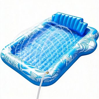 Inflatable Tanning Pool Lounger With Sprinkler