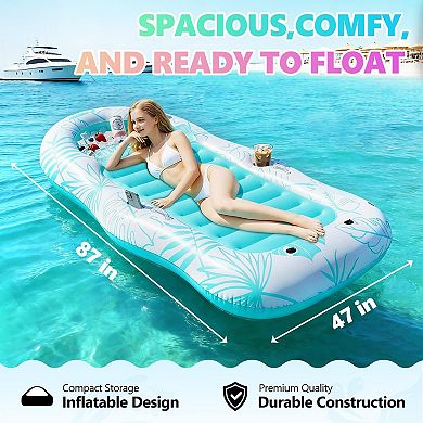 Inflatable Pool Lounger Float with Cooler Cup Holders